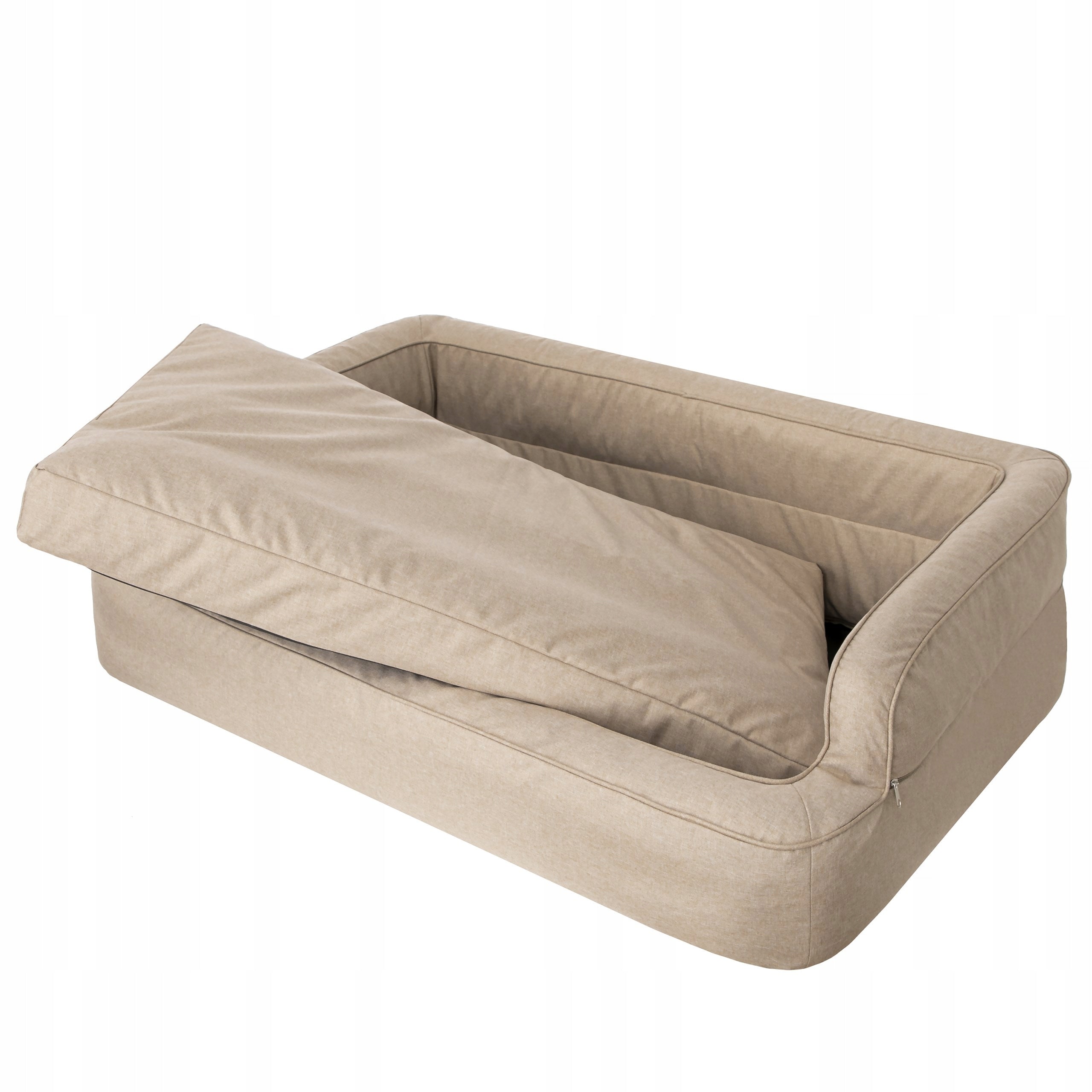 Dog bed Couch bed, rectangular mattress with pillow 80x50cm Color beige