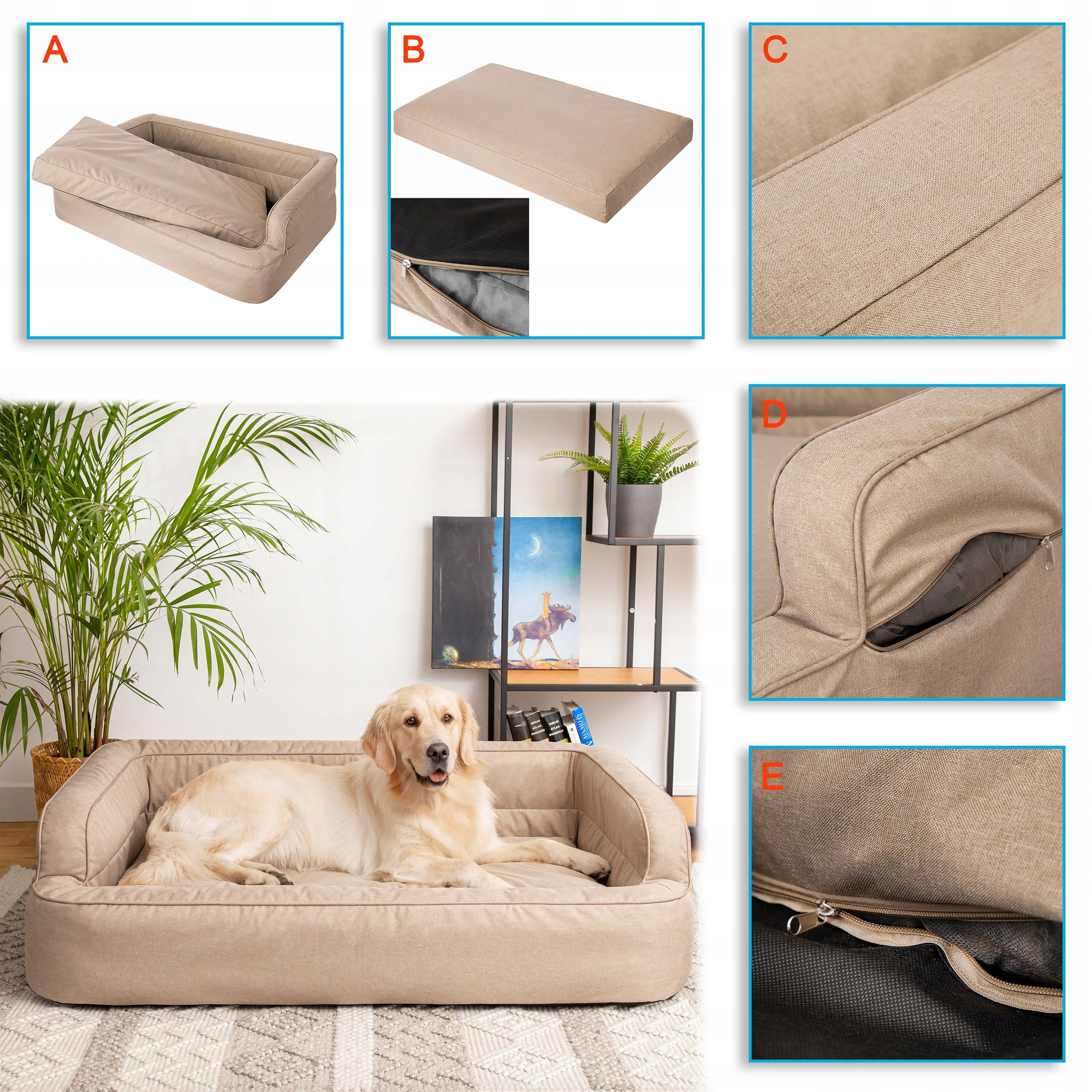 Dog bed Couch bed, rectangular mattress with pillow 80x50cm Kind mattress
