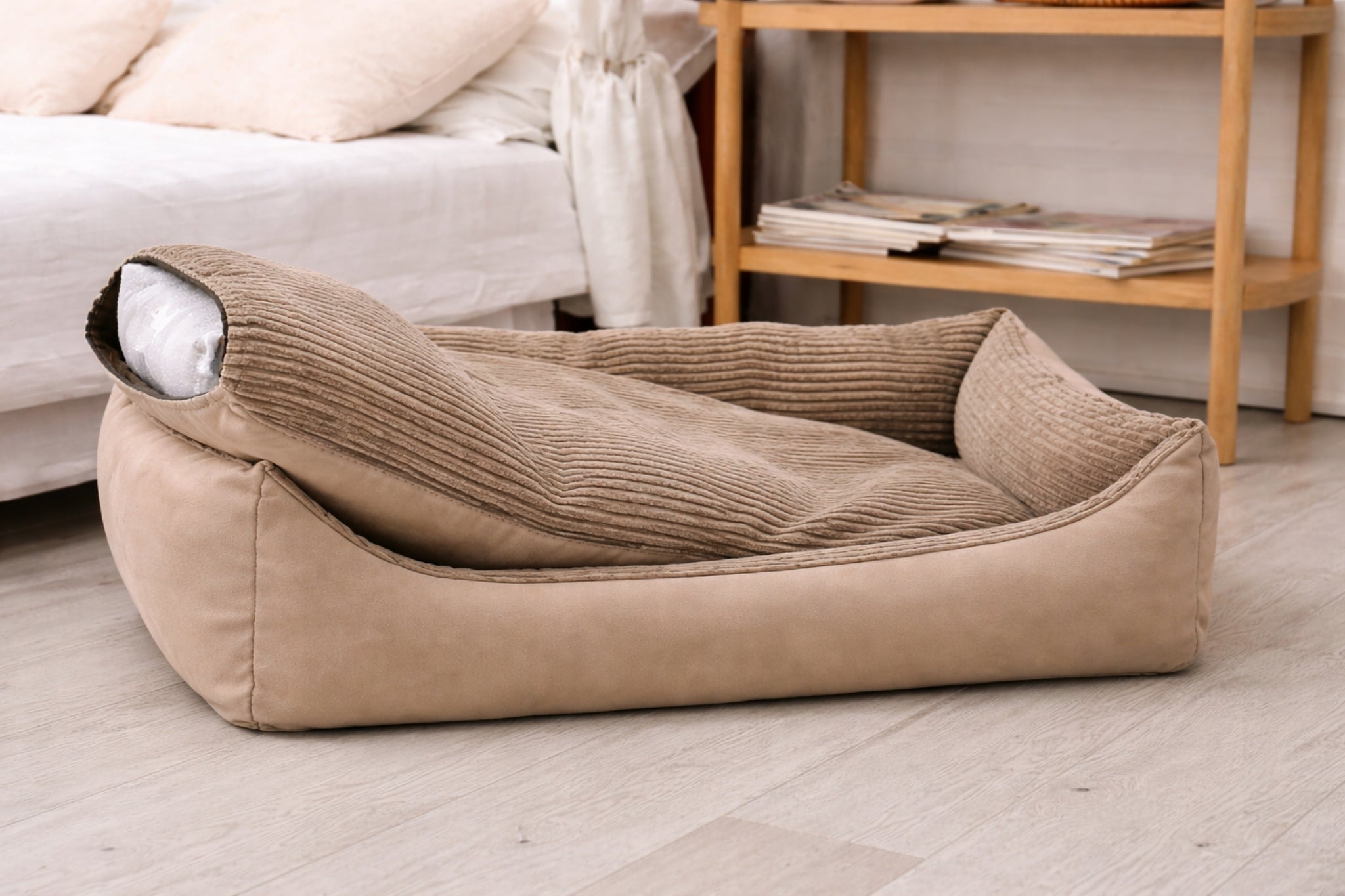 Dog bed large couch playpen 100x70 - CORDUROY BEIGE Length 100 cm