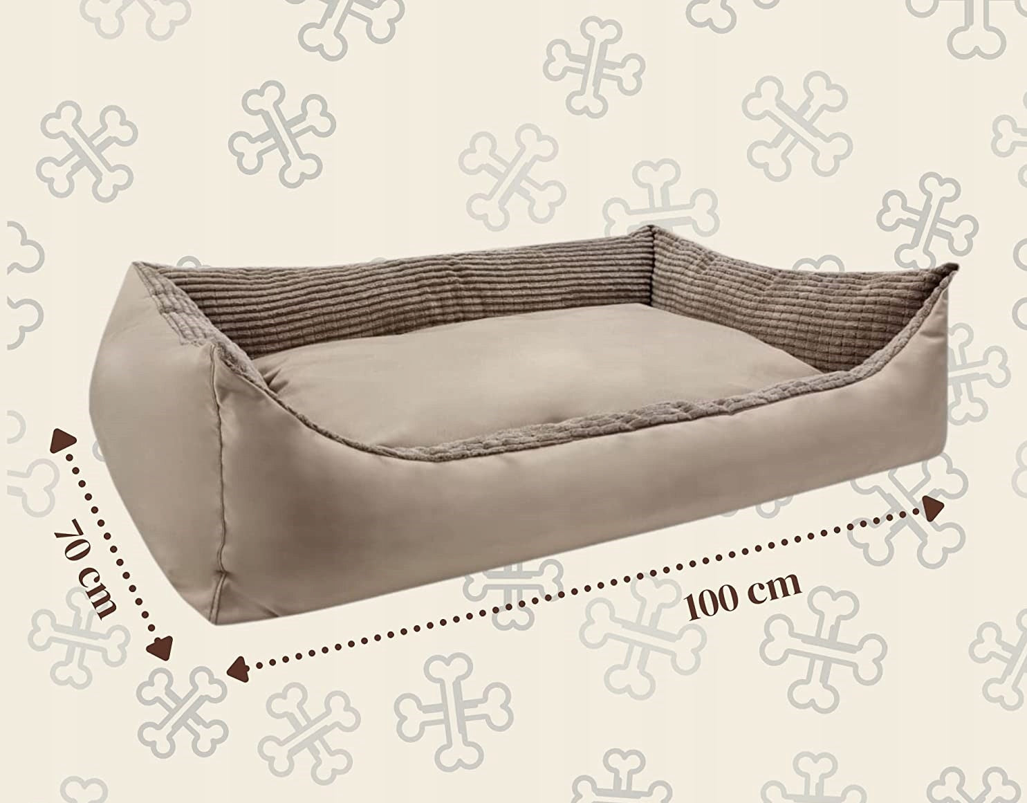 Dog bed large couch playpen 100x70 - CORDUROY BEIGE Product width 70 cm