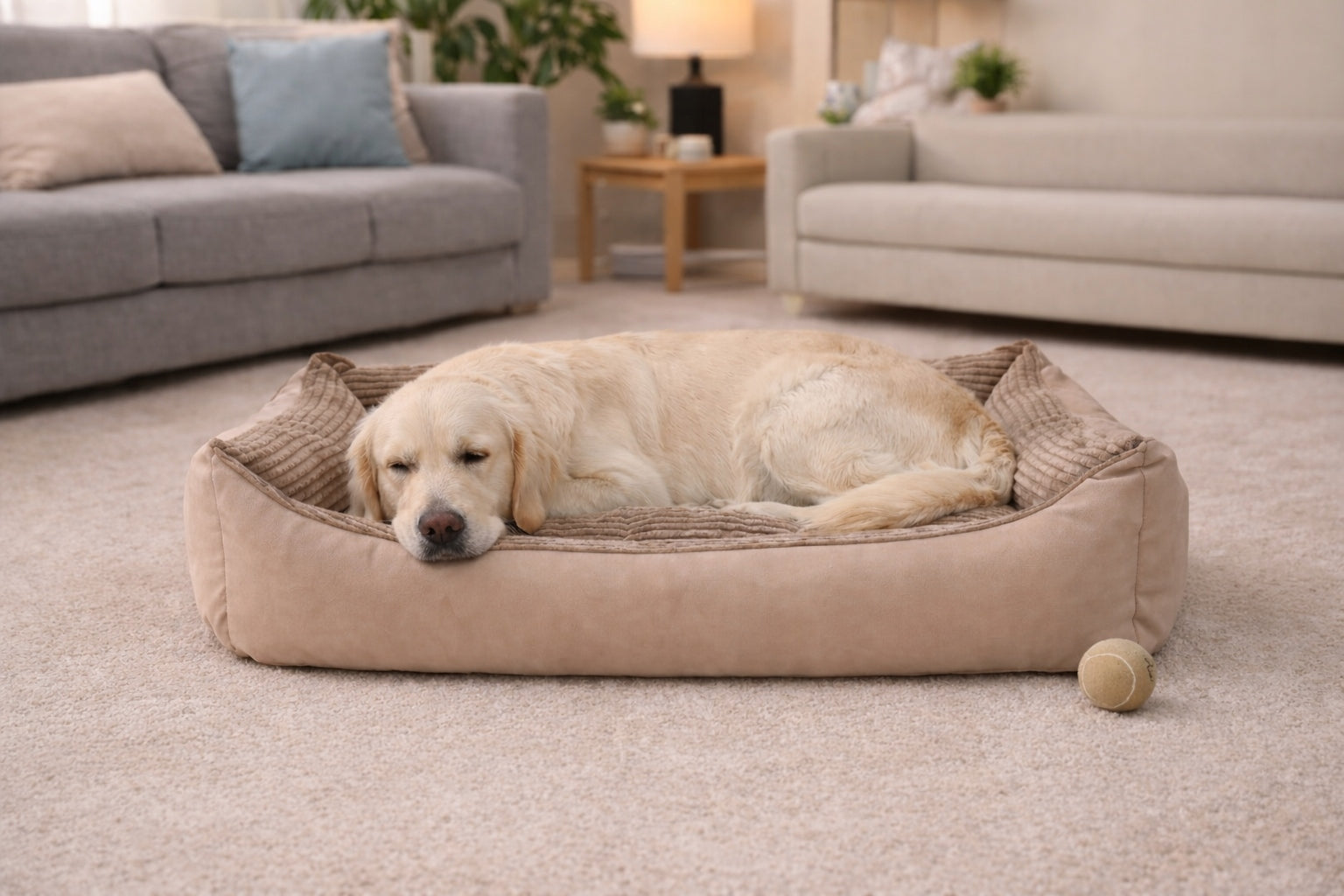 Dog bed large couch playpen 100x70 - CORDUROY BEIGE Trade name Legowisko leżanka dla psa premium sztruks wodoodporne