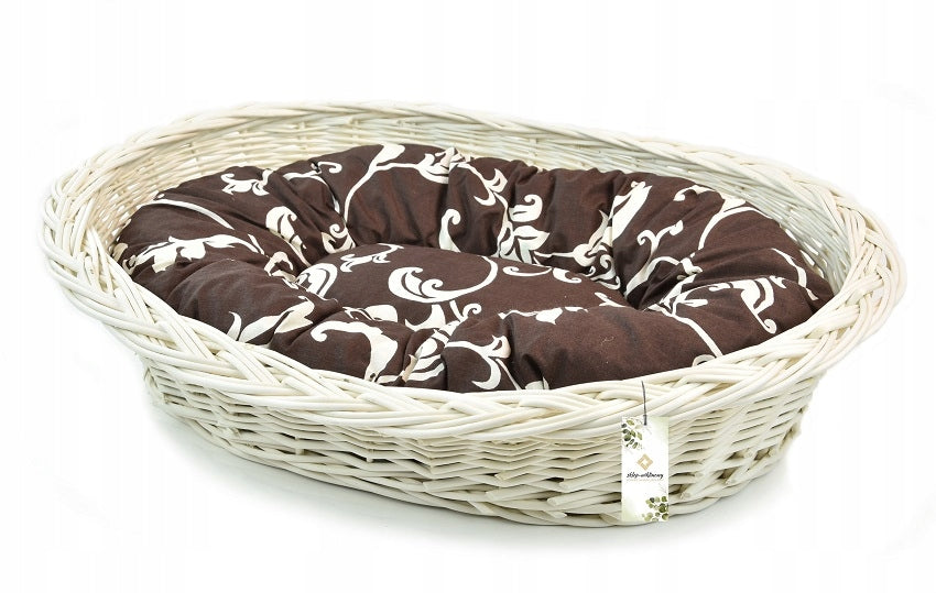 Dog bed with pillow | Wicker pet bed Ecru 75 cm