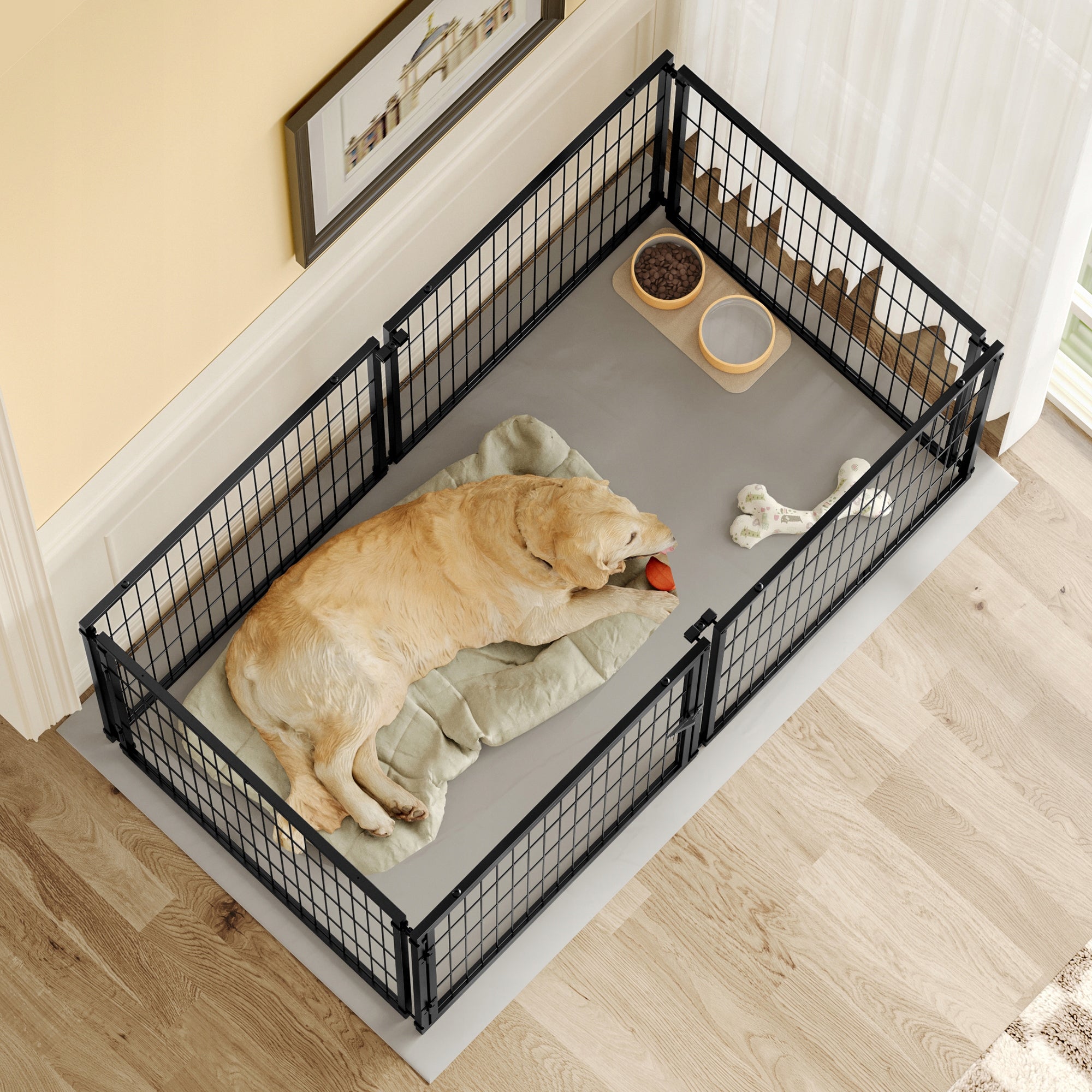 Dog box 160x80x80 cm, flexible dog cage with safety lid including PVC cover Kind cage
