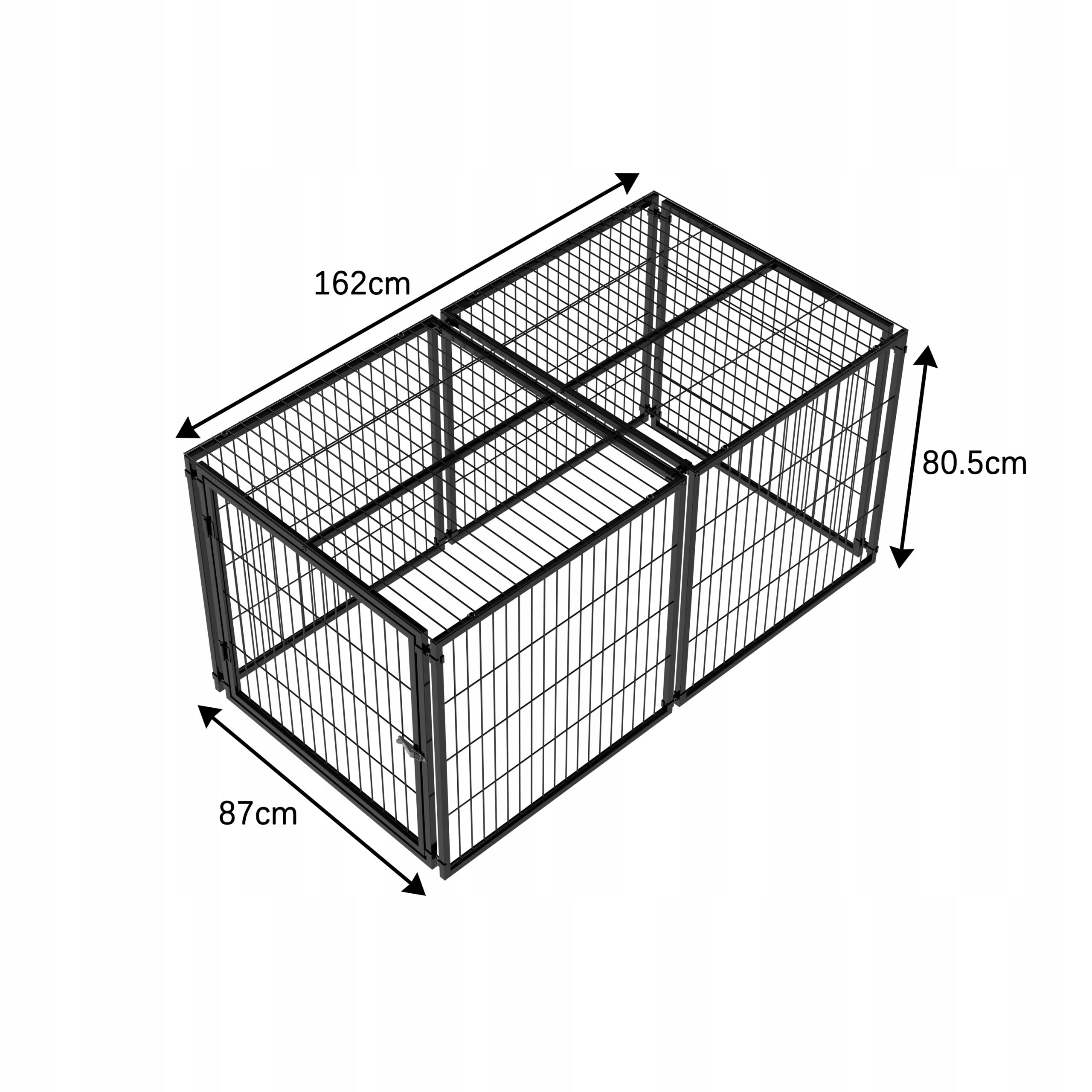 Dog box 160x80x80 cm, flexible dog cage with safety lid including PVC cover Product height 80.5 cm