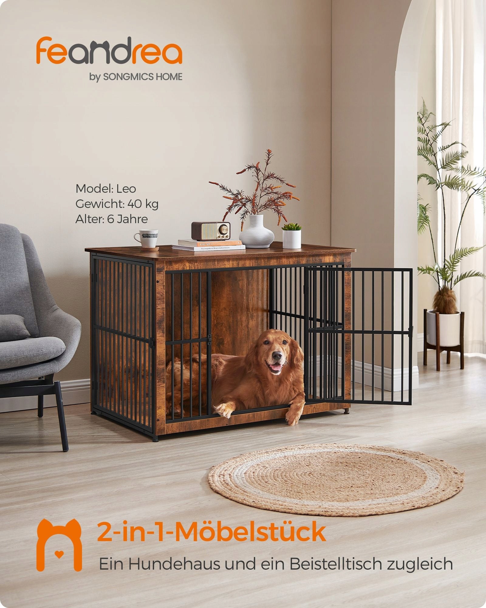 Dog cage 110x76x82 cm brown Manufacturer code PFC024X01