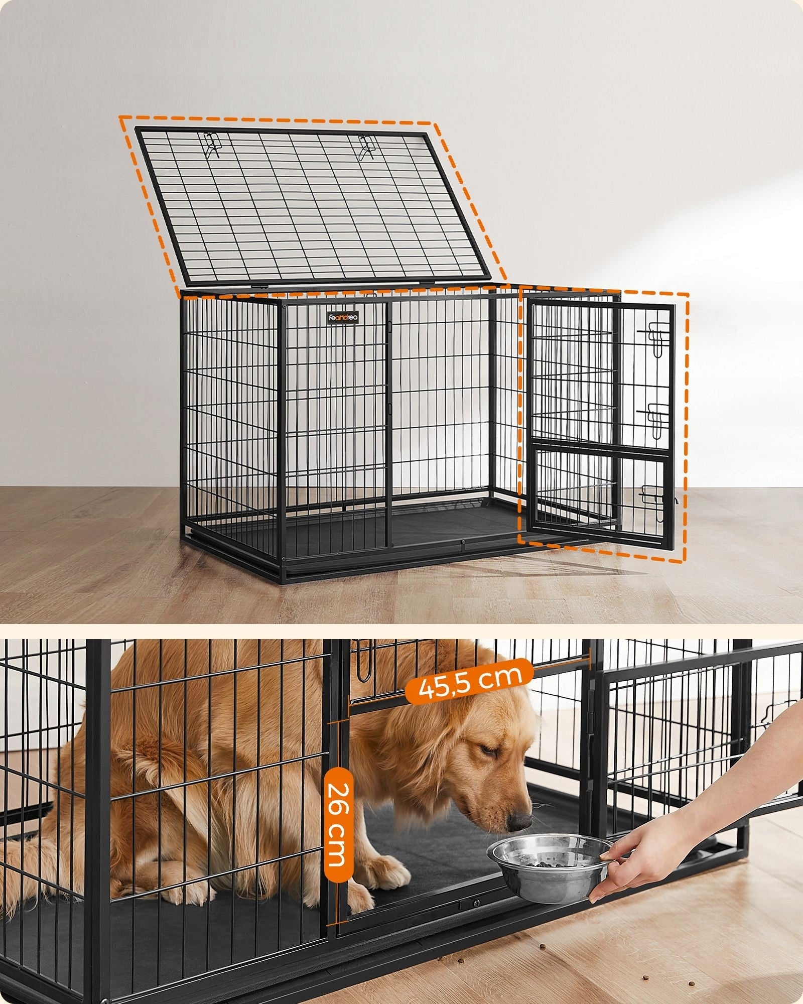 Dog cage 122x74,5x80,5 cm black Brand Songmics