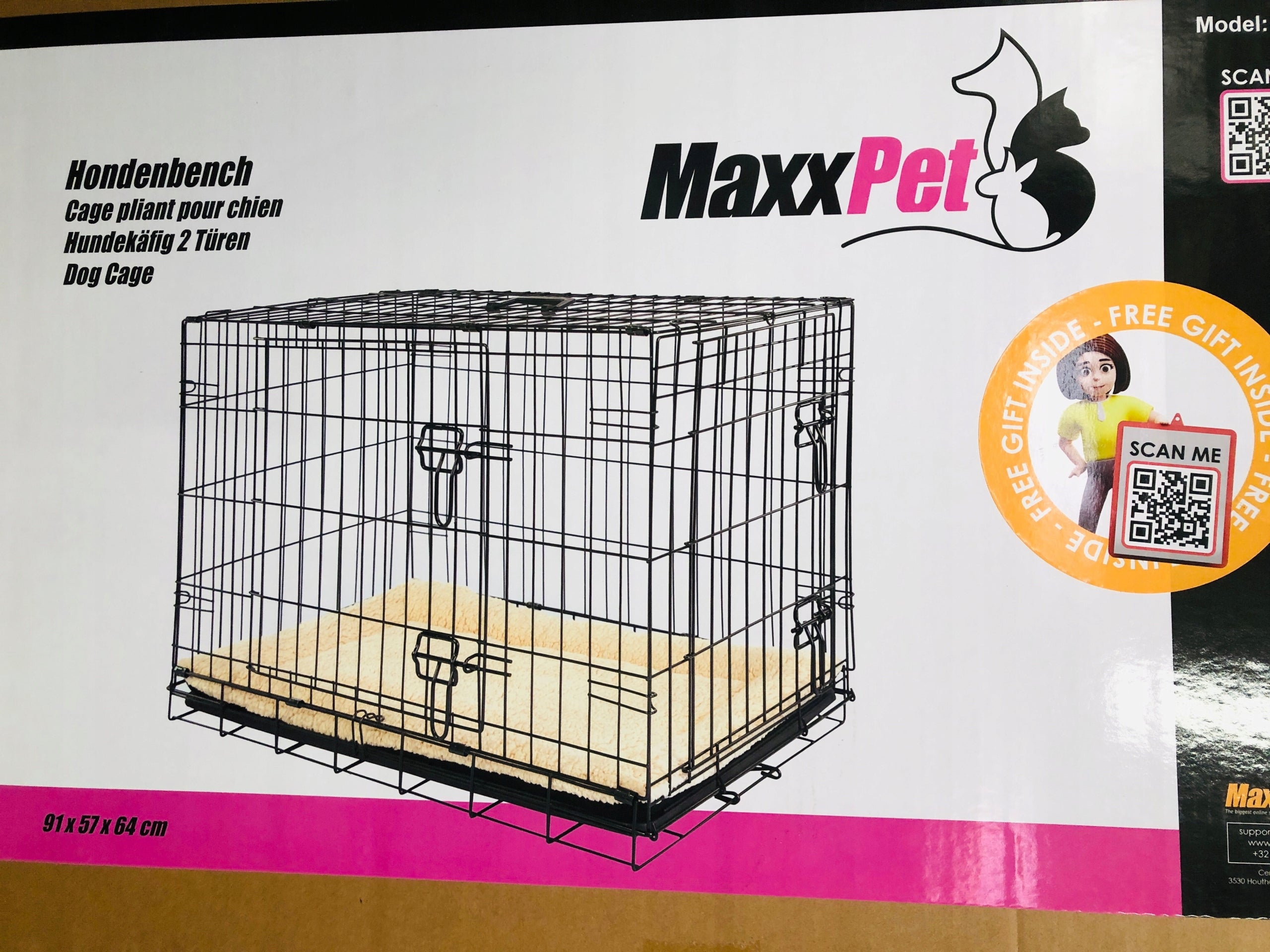 Dog cage 91x57x64 cm metal 2 doors folding transporter+Blanket Length 91 cm