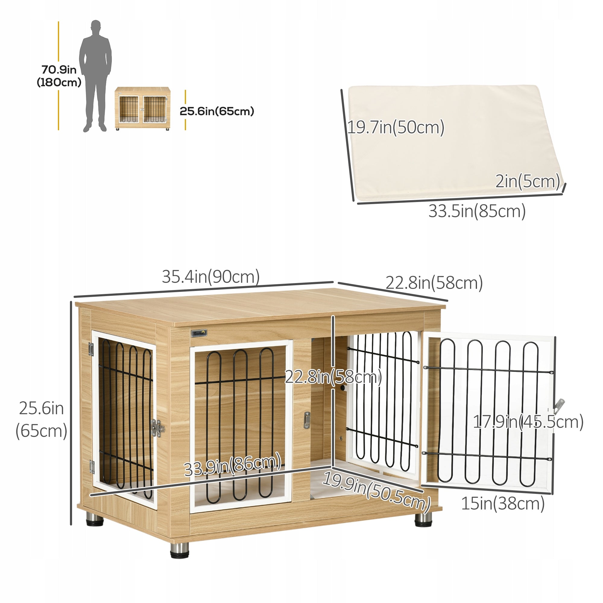 Dog cage, dog kennel for medium dogs, dog kennel with oak pillow Brand PawHut