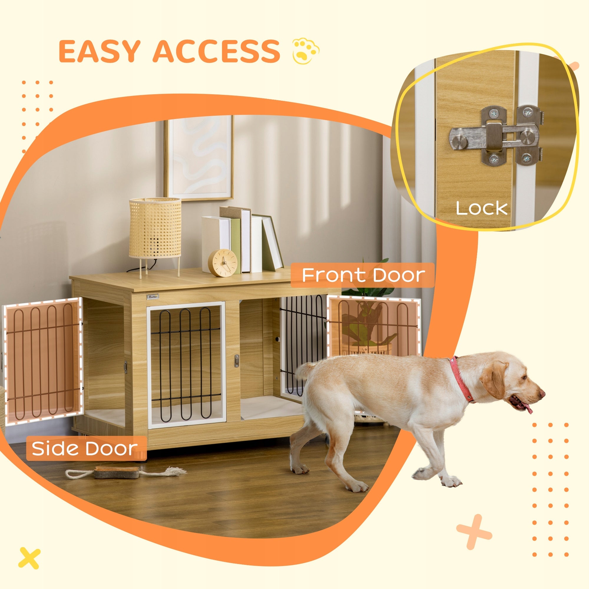 Dog cage, dog kennel for medium dogs, dog kennel with oak pillow Product width 90 cm