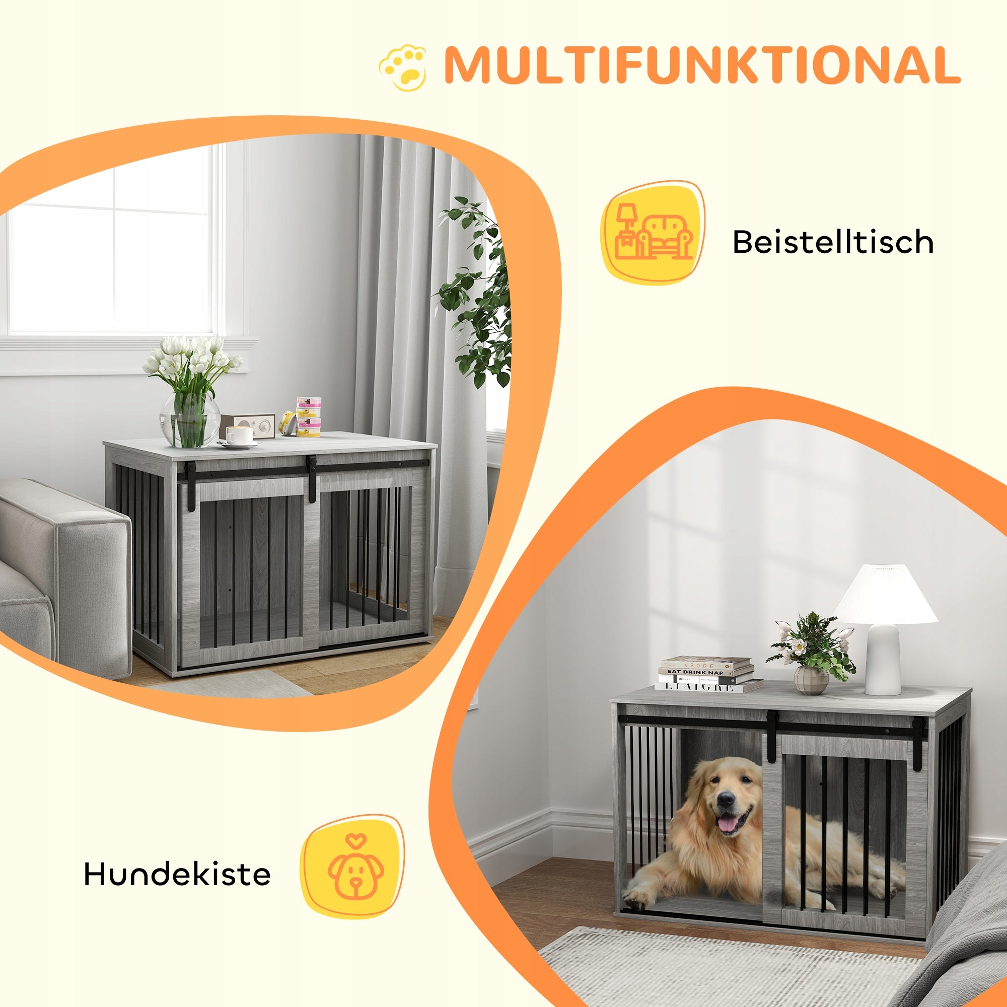 Dog cage, domestic, with entrance, for dogs up to 30 kg grey Kind cage