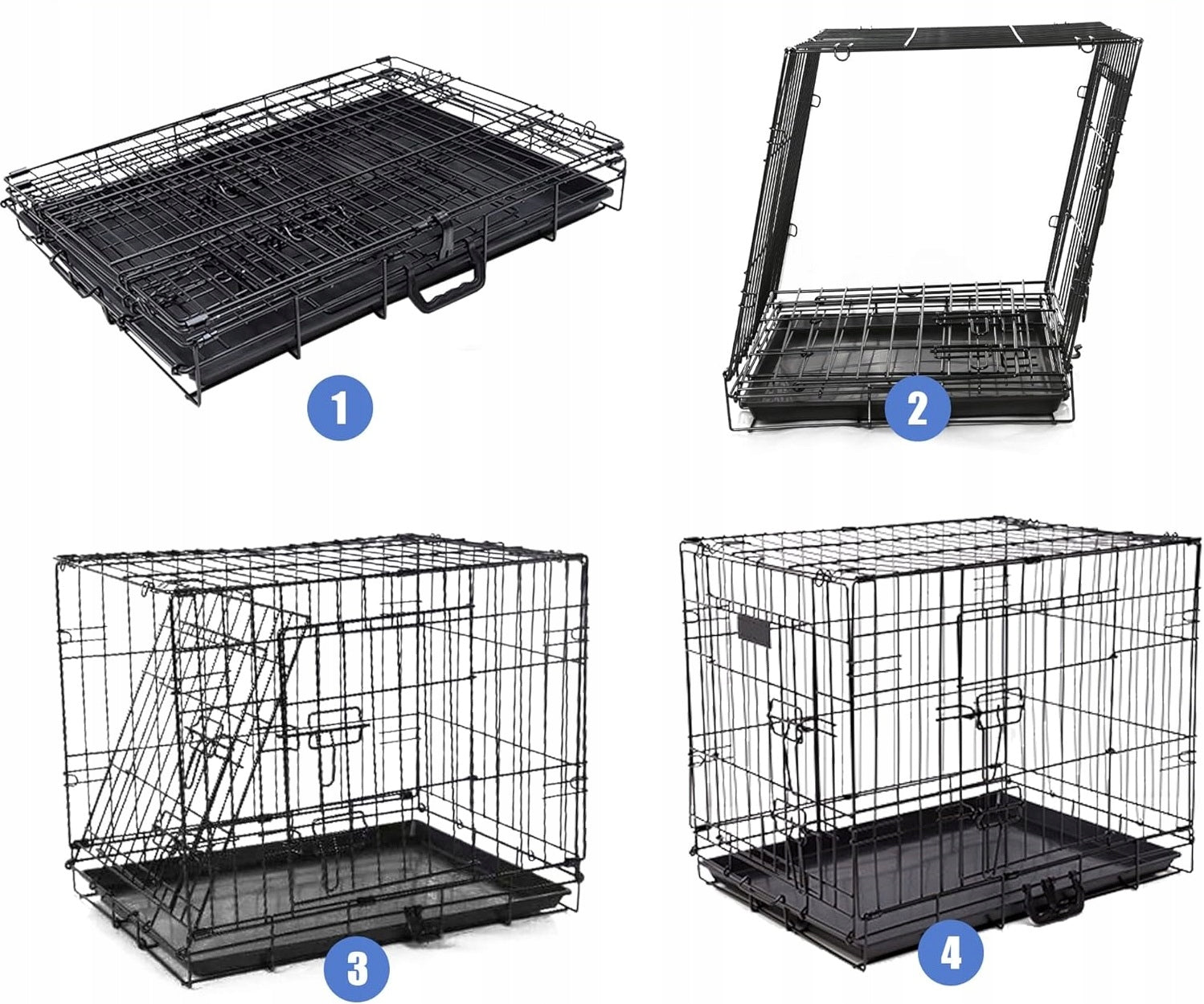 Dog cage kennel powdered steel two entrances 75x47x54 cm M Brand no brand