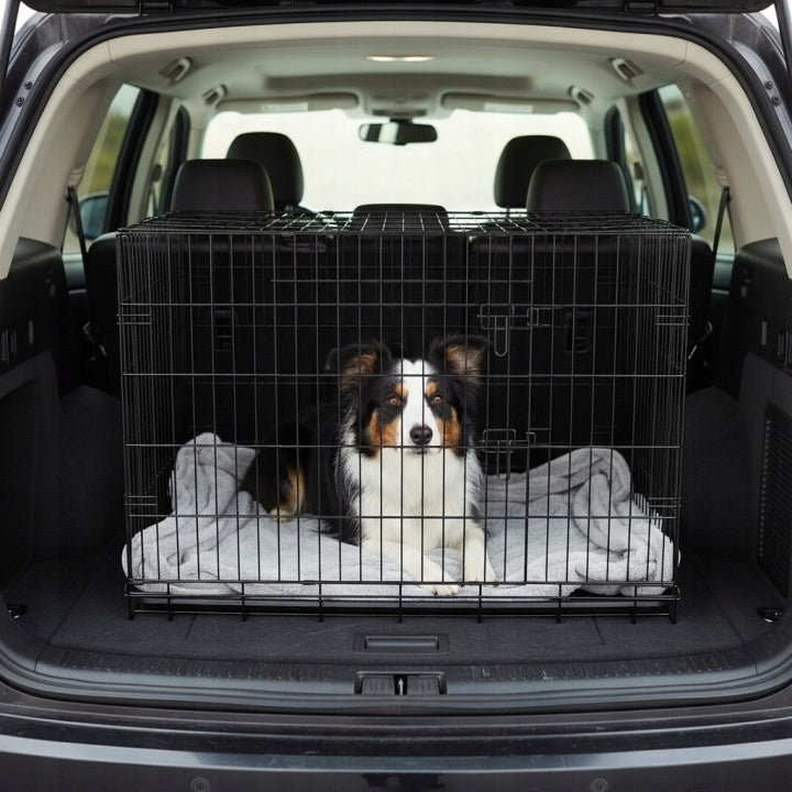 Dog cage kennel powdered steel two entrances 90x60x67 cm d. dog Length 90 cm