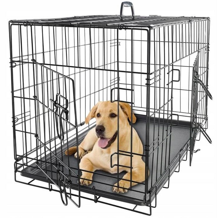Dog cage kennel powdered steel two entrances 90x60x67 cm d. dog