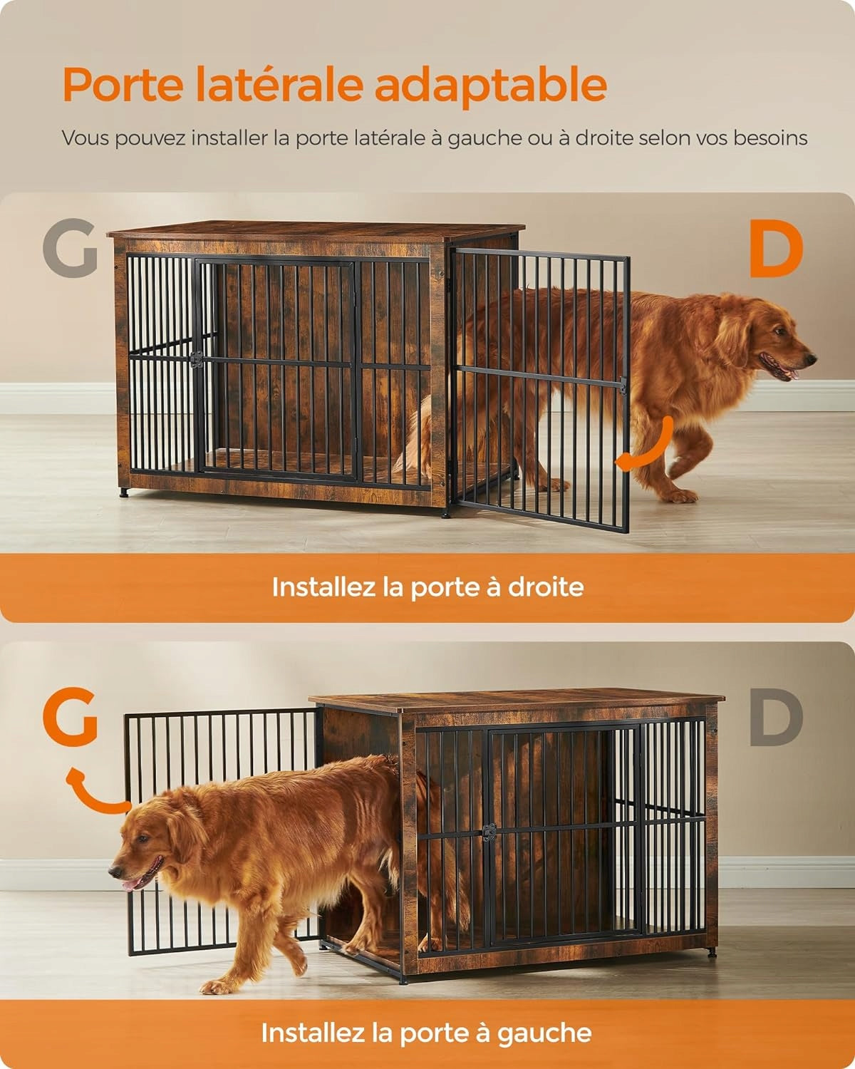 Dog cage side table up to 37 kg with 2 doors 110 x 76 x 82 vintage Length 103 cm