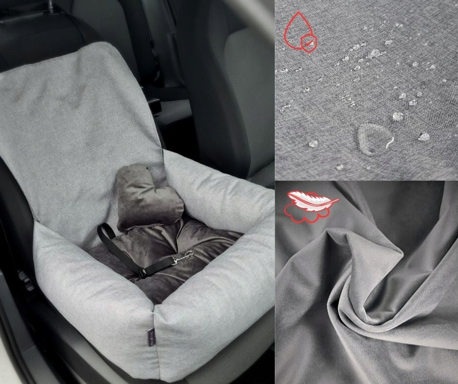 Dog car seat with backrest cover KryKas EXCLUSIVE PLUS for car Main material fabric
