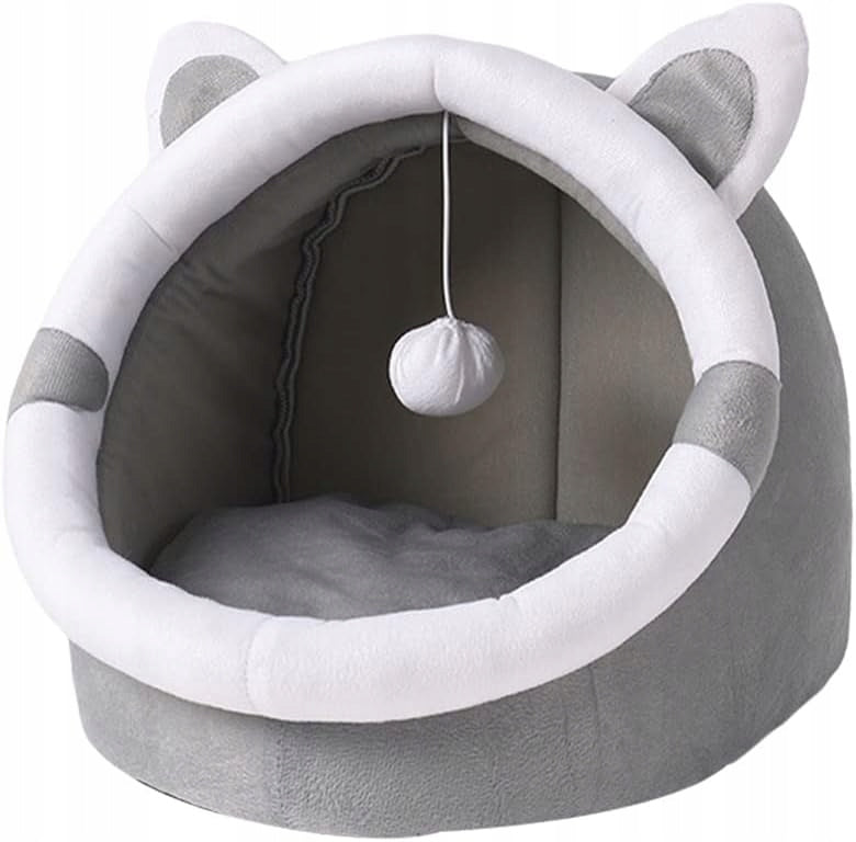Dog cat bed cottage booth plush soft with pillow and toy Length 42 cm
