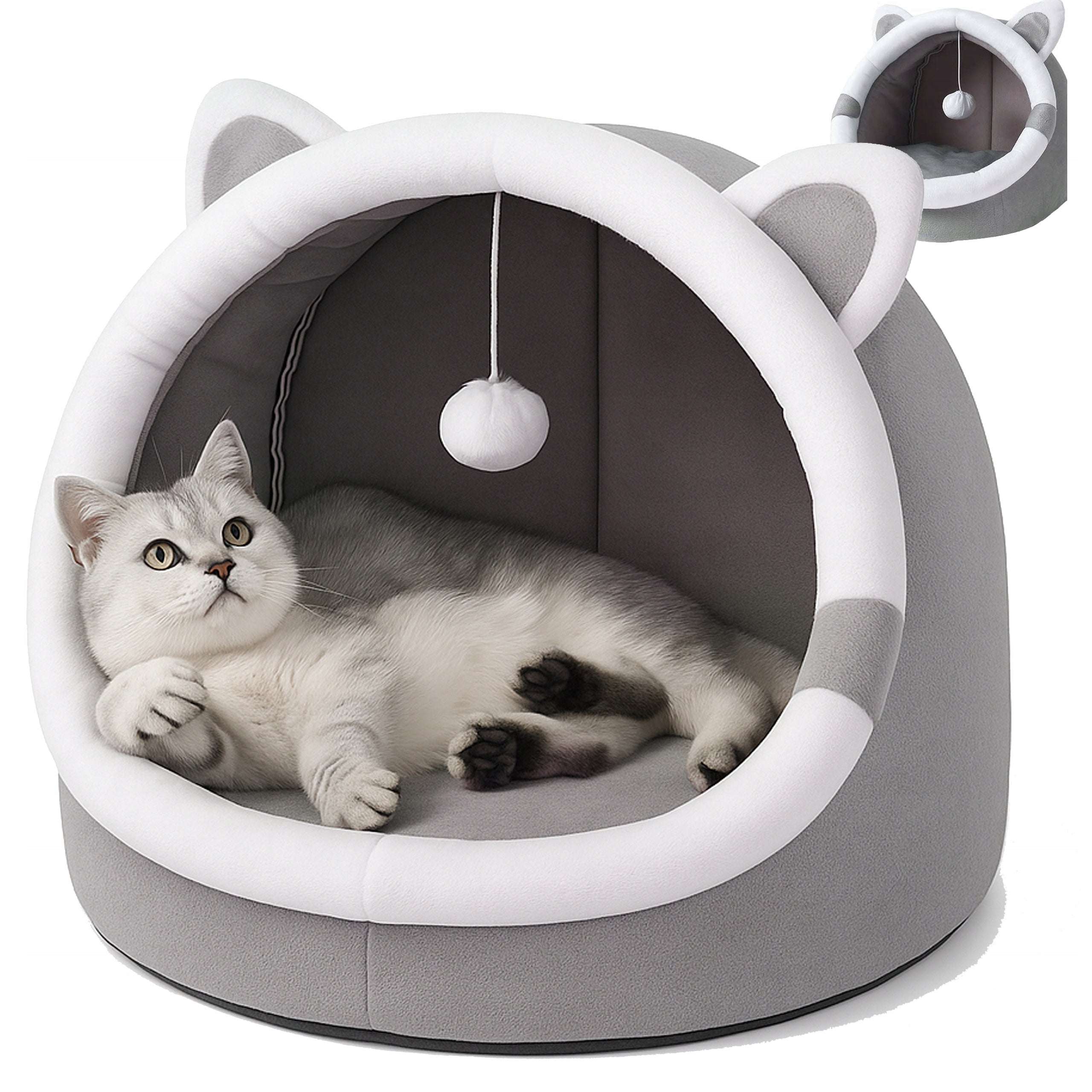 Dog cat bed cottage booth plush soft with pillow and toy