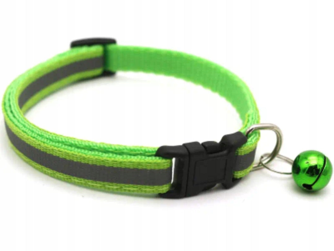 Dog cat collar reflective adjustable with bell 19-32cm