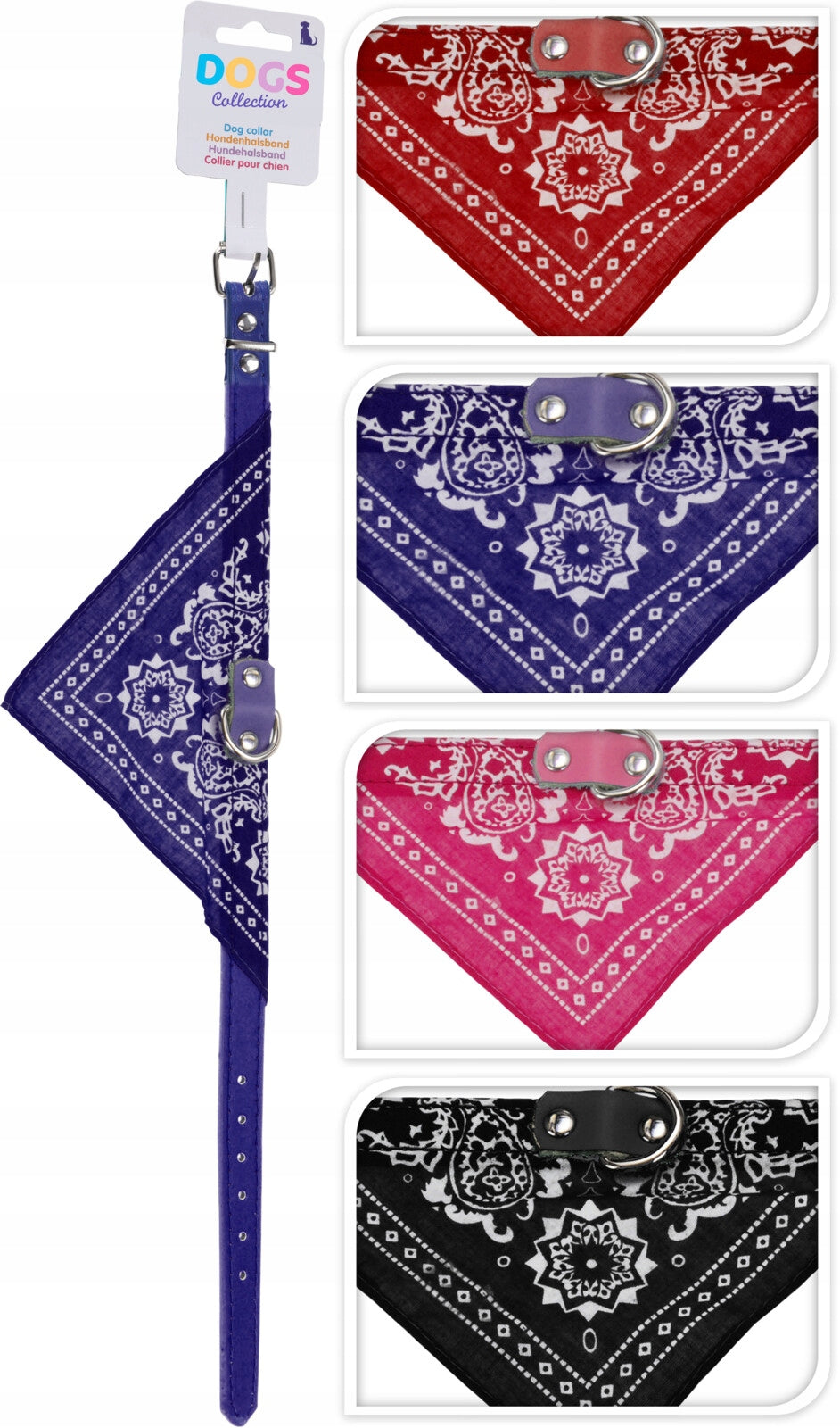 Dog collar 37 cm with scarf adjustable