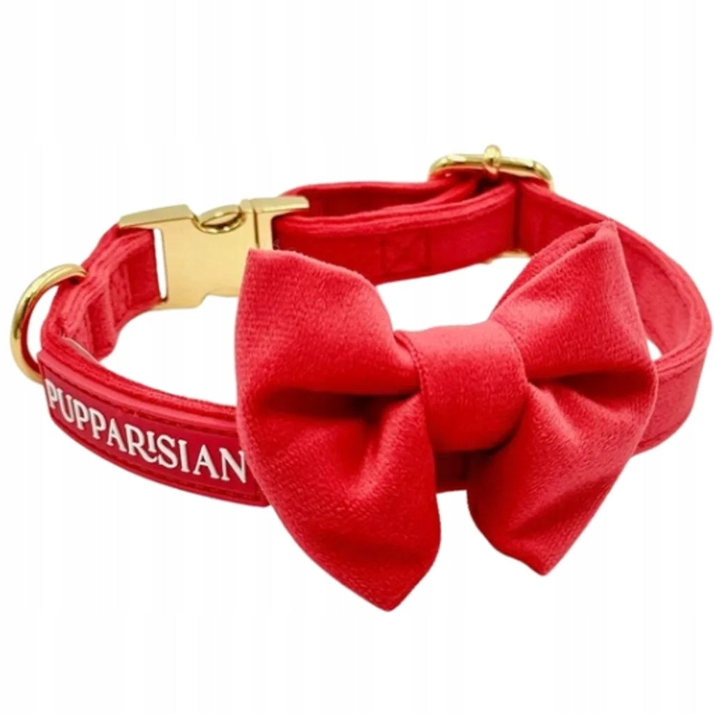 Dog collar Pupparisian velour red [L]