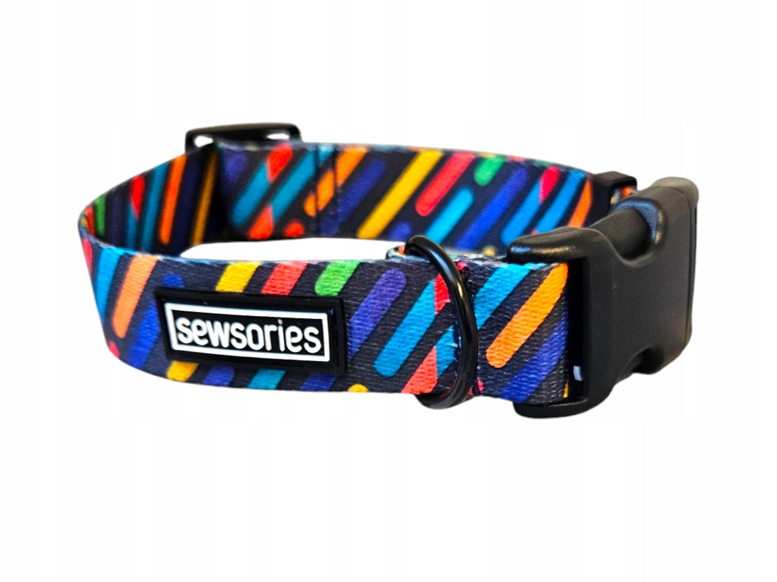 Dog collar adjustable SEWSORIES RAIN COLORS size S tape 2,5 cm