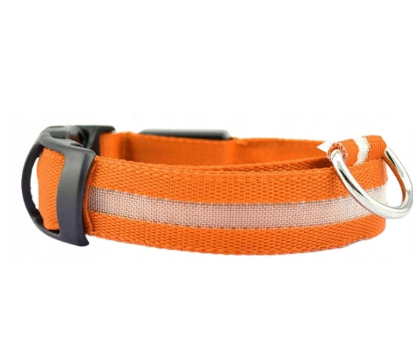 Dog collar material glowing r. XL - blue