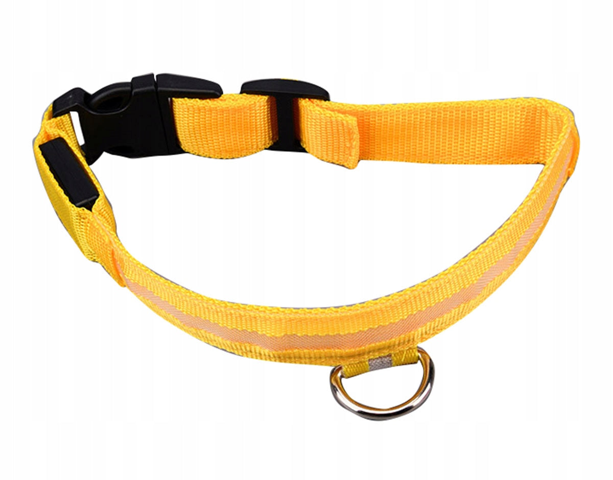 Dog collar material r. M yellow LED GLOWING COLLAR 46-54cm
