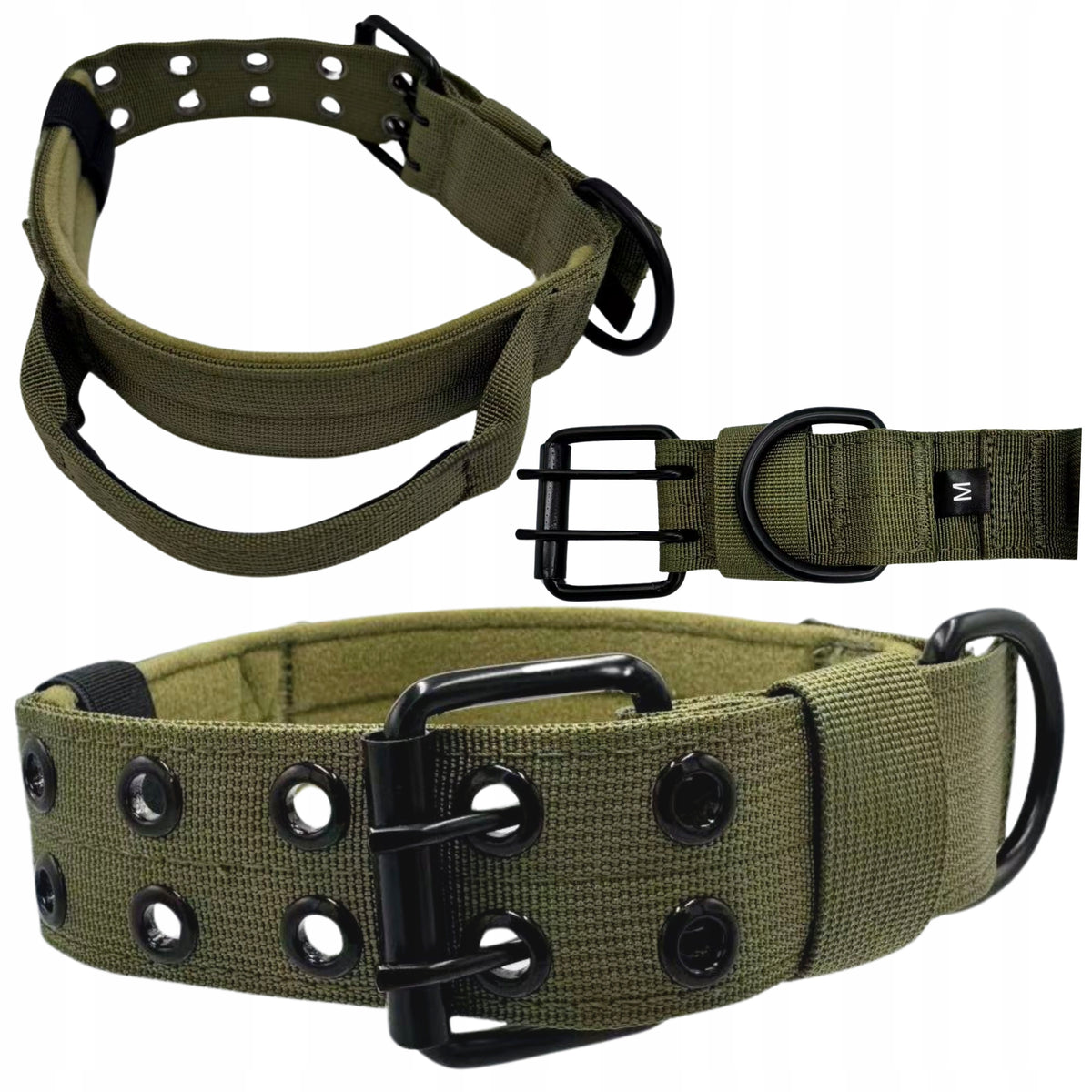 Dog collar tape with handle wide strong adjustable 54-64 XL
