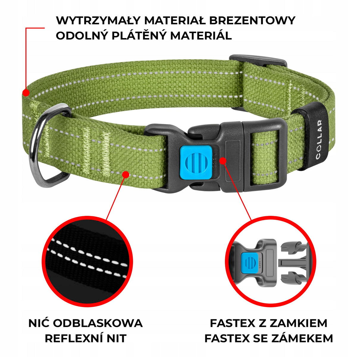 Dog collar tarp strong reflective, fastex buckle, size M Manufacturer code 9933