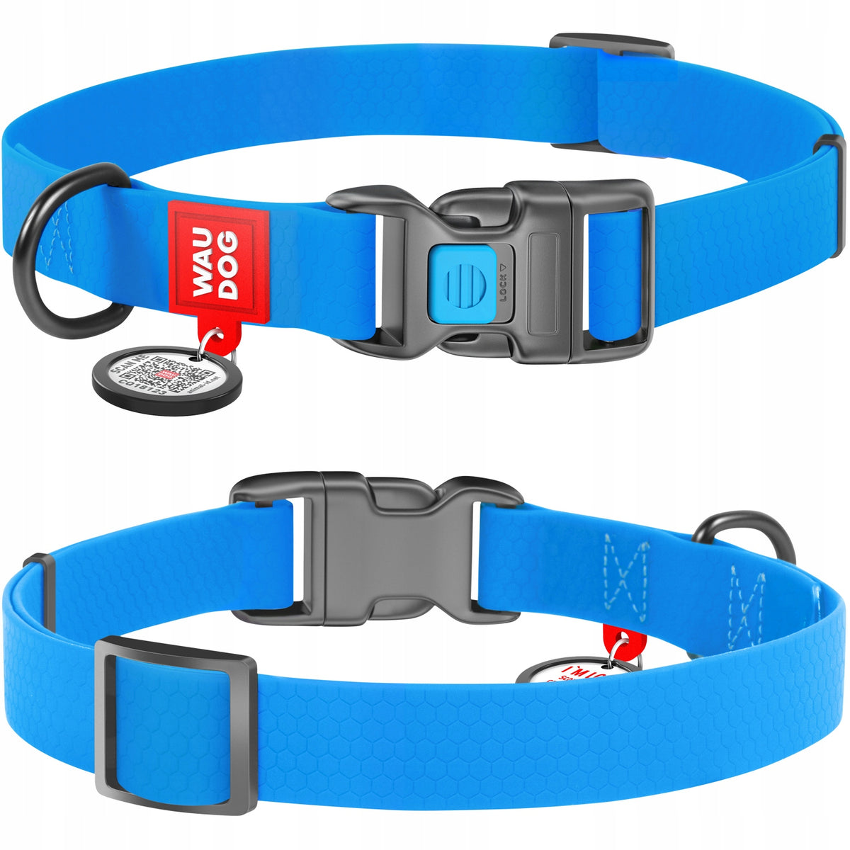 Dog collar waterproof fastex blue M