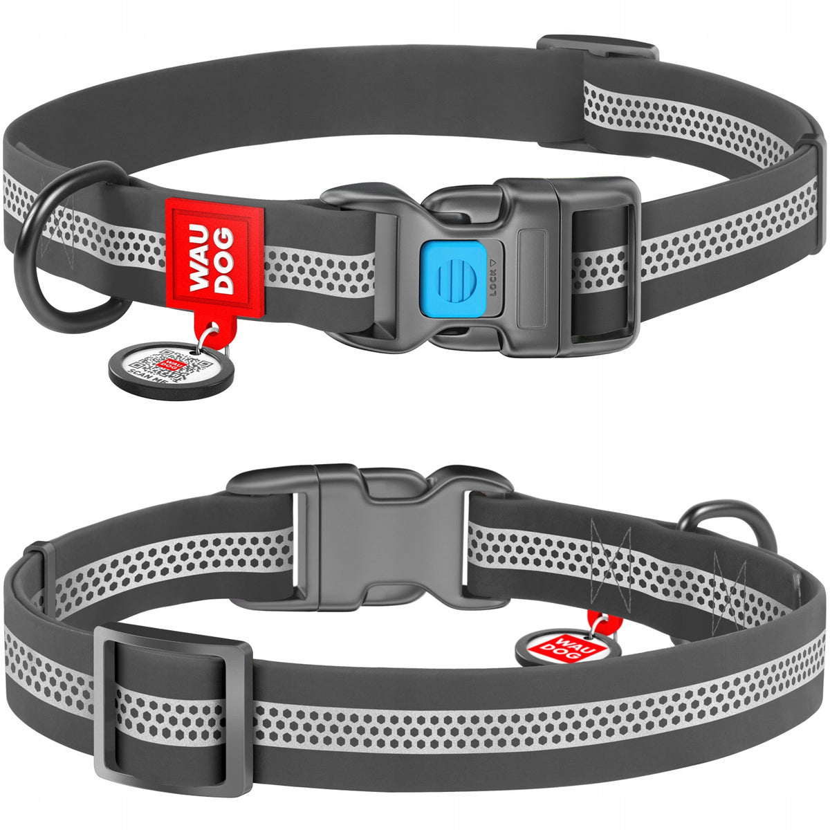 Dog collar waterproof reflective fastex r. M