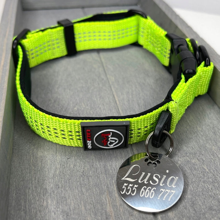 Dog collar with ENGRAVING RICO 50-60CM_XL yellow Brand Lalazoo