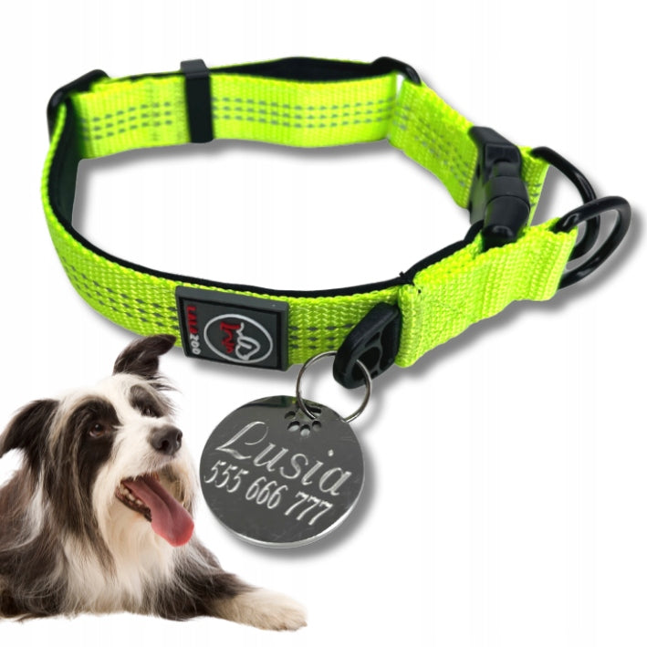 Dog collar with ENGRAVING RICO 50-60CM_XL yellow