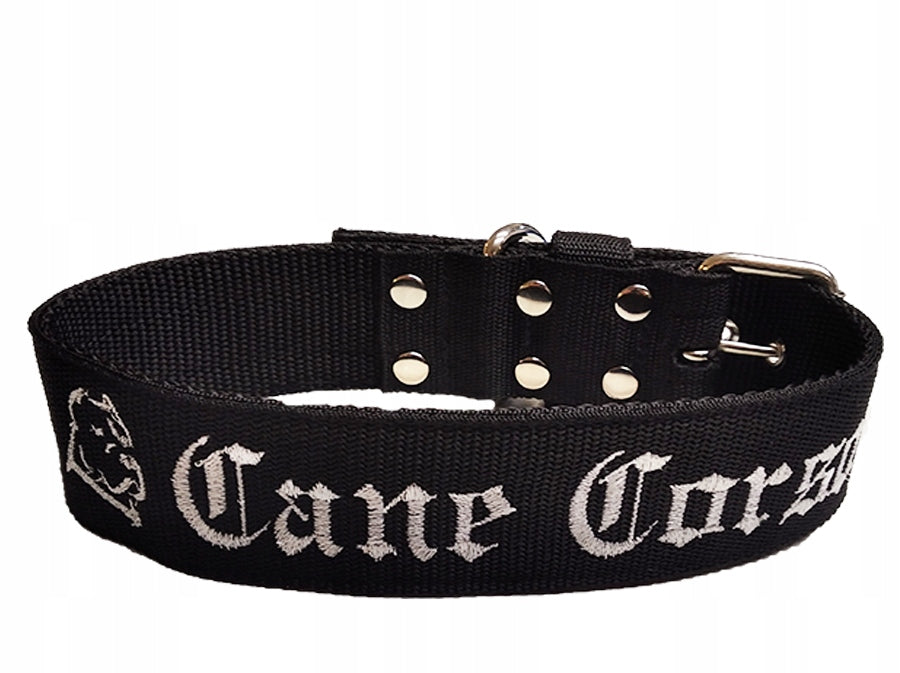 Dog collar with embroidery Cane Corso width 5cm size. XXL/75cm