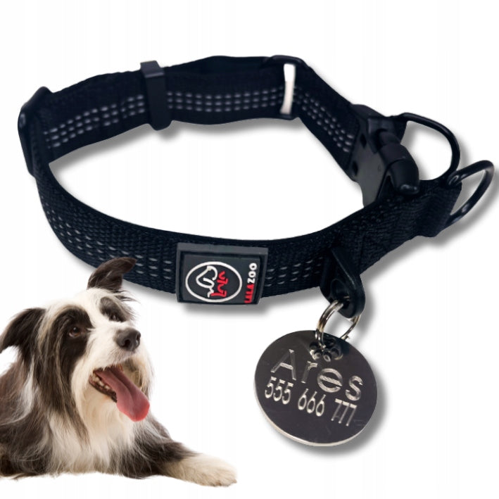 Dog collar with name ENGRAVING RICO strong LALAZOO 40-50CM L charm