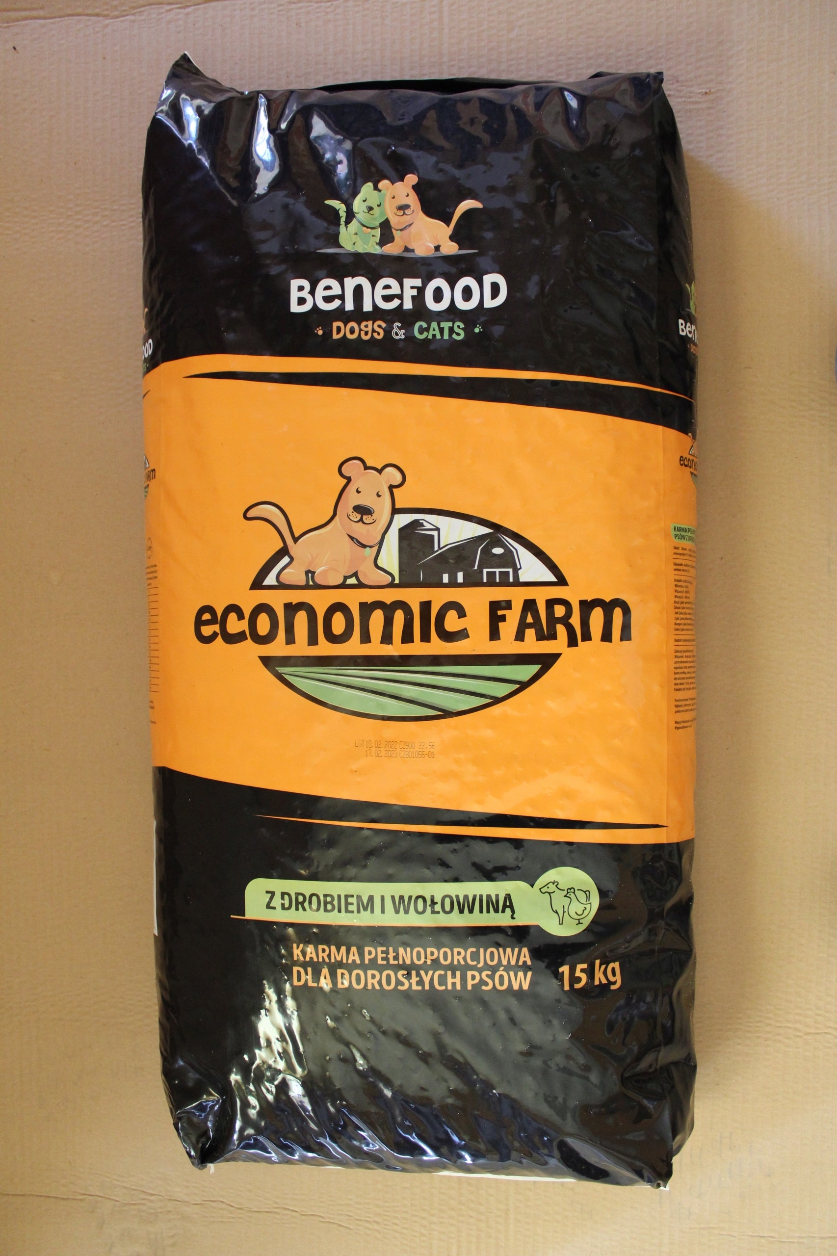 Dog food BENEFOOD dry economic farm with poultry and beef bag 15 kg Manufacturer code ECONOMIC FARM Z DROBIEM I WOŁOWINĄ