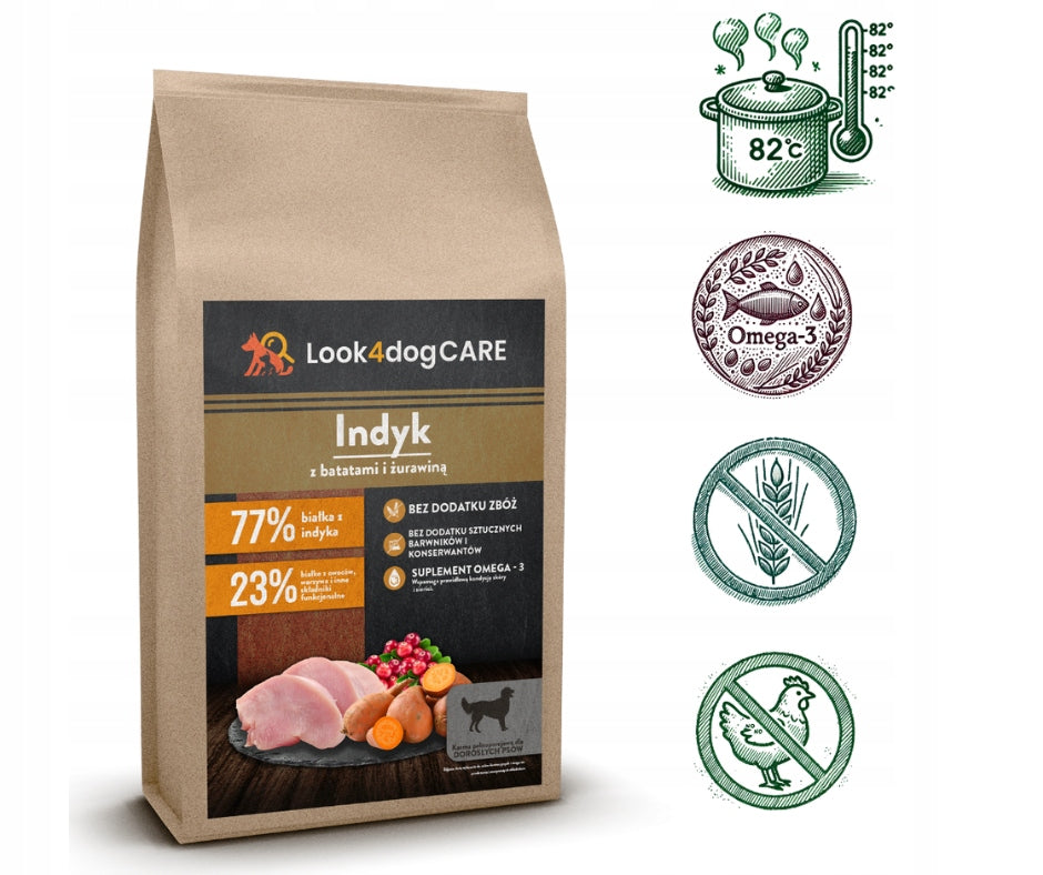 Dog food Look4dog CARE Turkey 6kg + KEBZOO Lamb 3x400g Manufacturer code 5907497871456