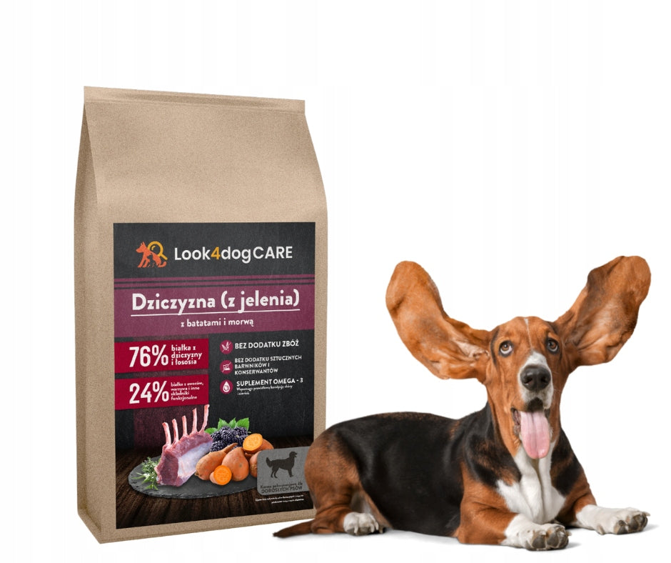 Dog food Look4dog CARE deer+salmon without grains and poultry adult dog 12kg