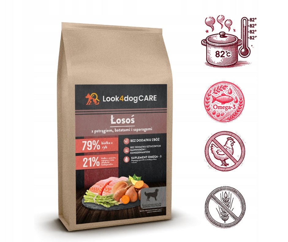 Dog food Look4dog CARE salmon and trout without added grains and poultry 6 kg Packaging status original