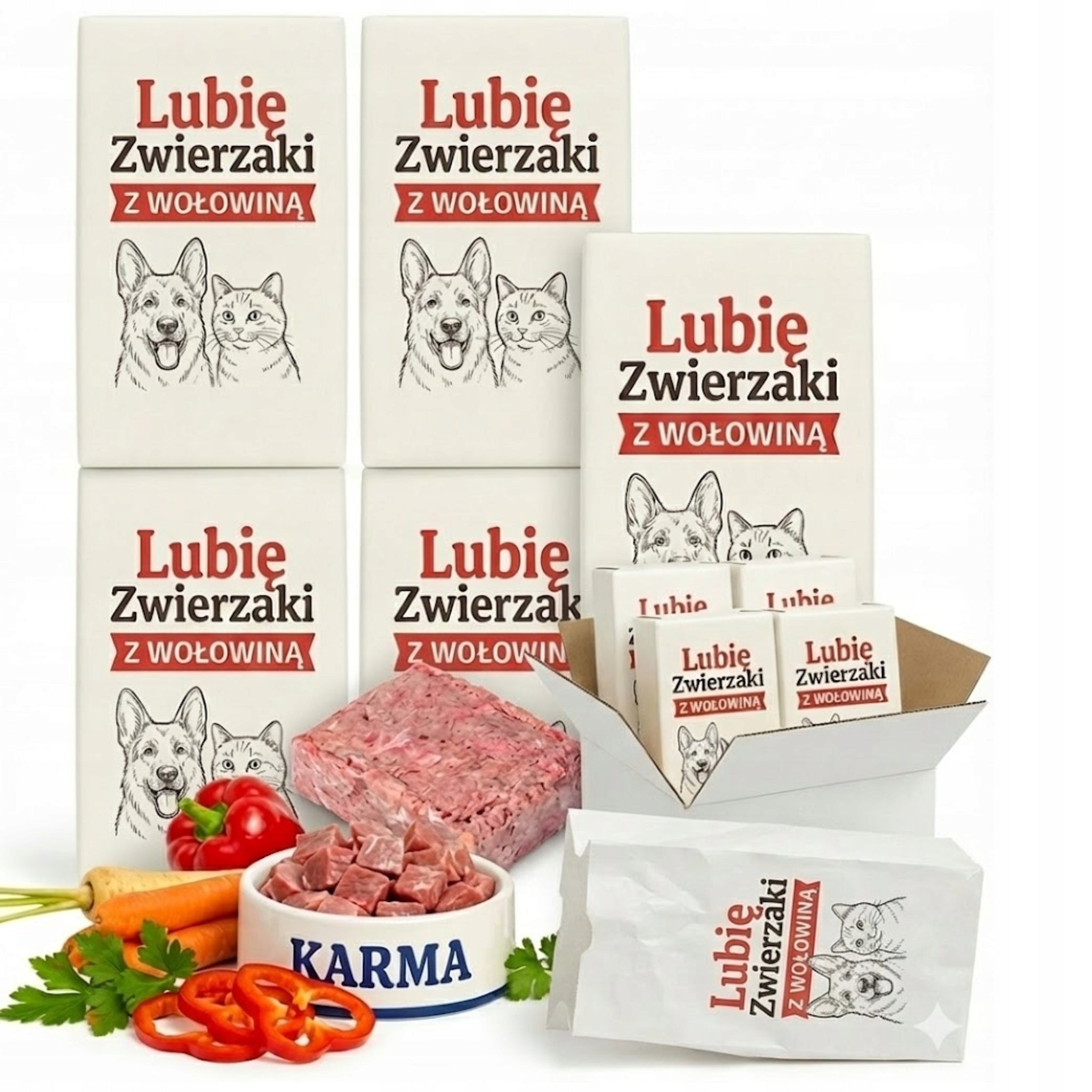 Dog food wet BARF meat frozen raw beef poultry set 10kg