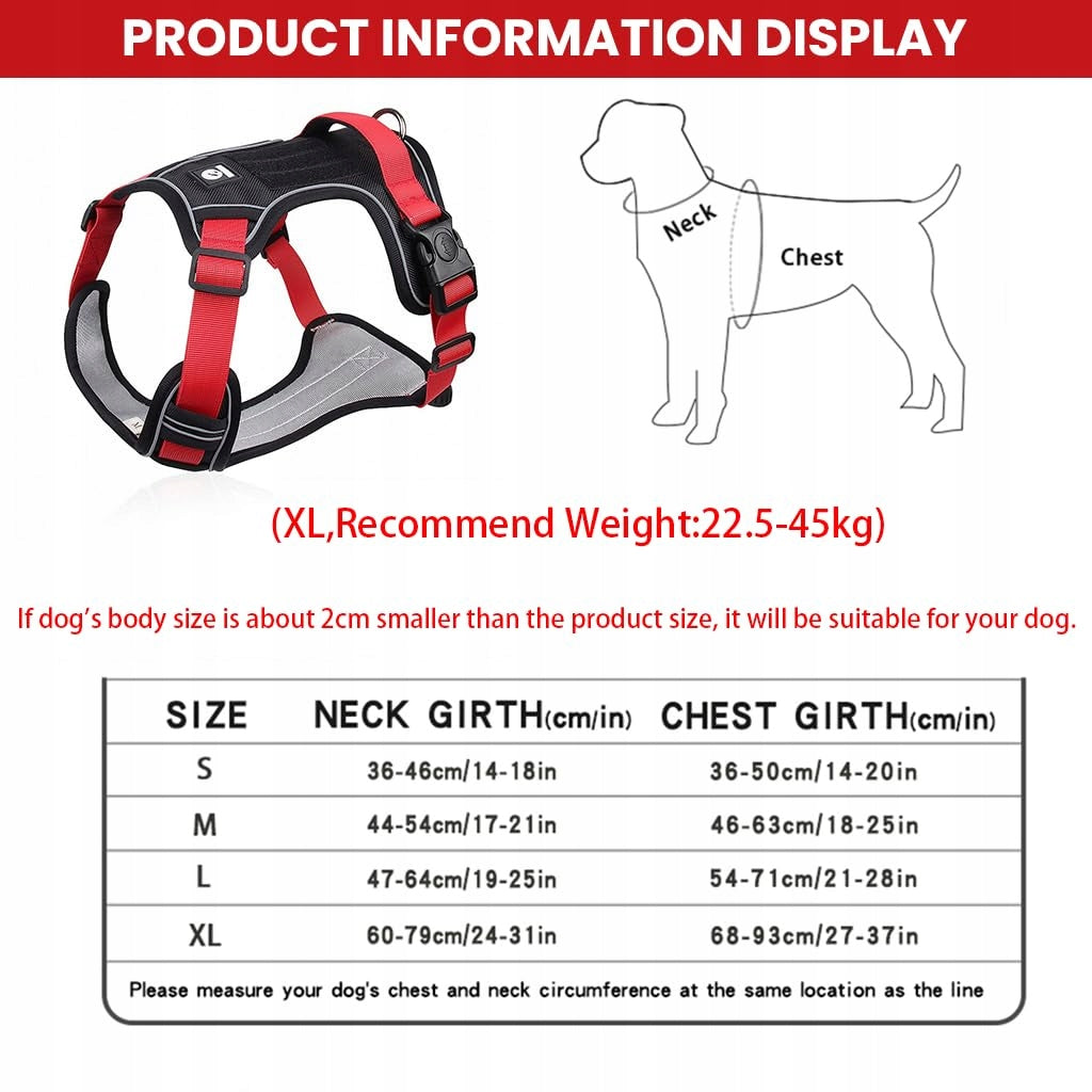 Dog harness+1.5M Dog Leash ,No Pull,Adjustable Reflective Oxford,SIZE:L Kind training / easy walk