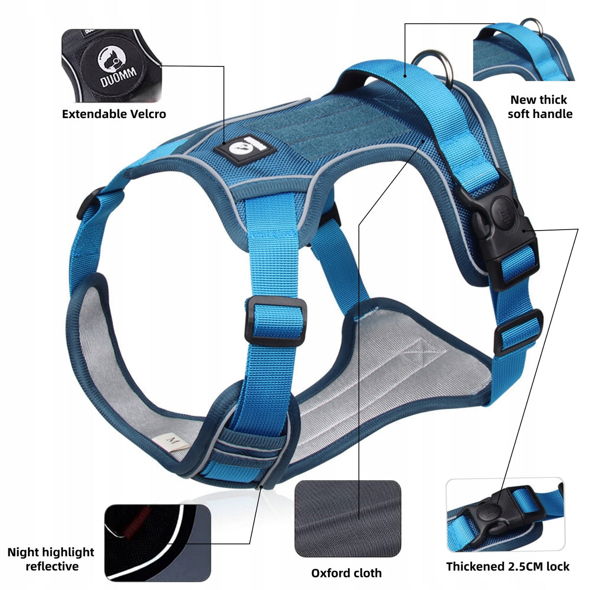 Dog harness+1.5M Dog Leash,No Pull,Adjustable Reflective Oxford,blue,SIZE:S Packaging status original