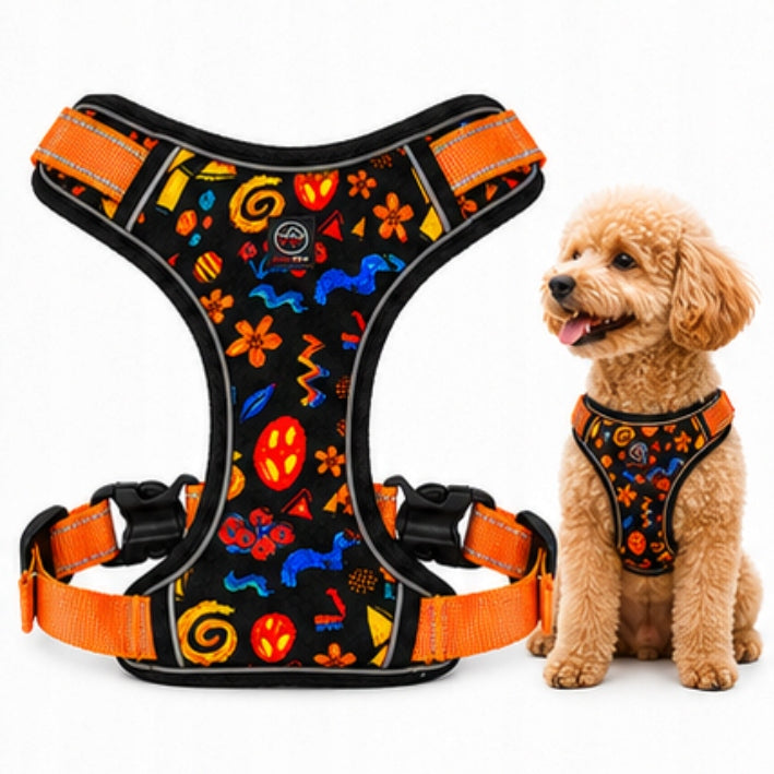 Dog harness guard PRESSURE-FREE STRONG durable Jungle Pop L