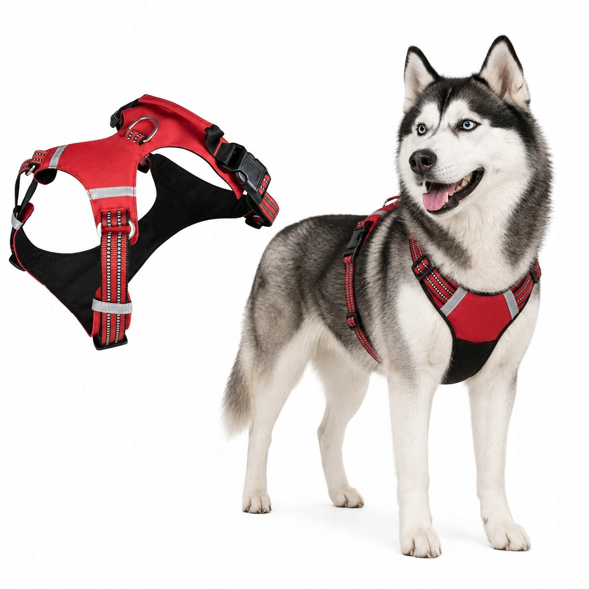 Dog harness guard easy walk reflective adjustable easy walk Husky L