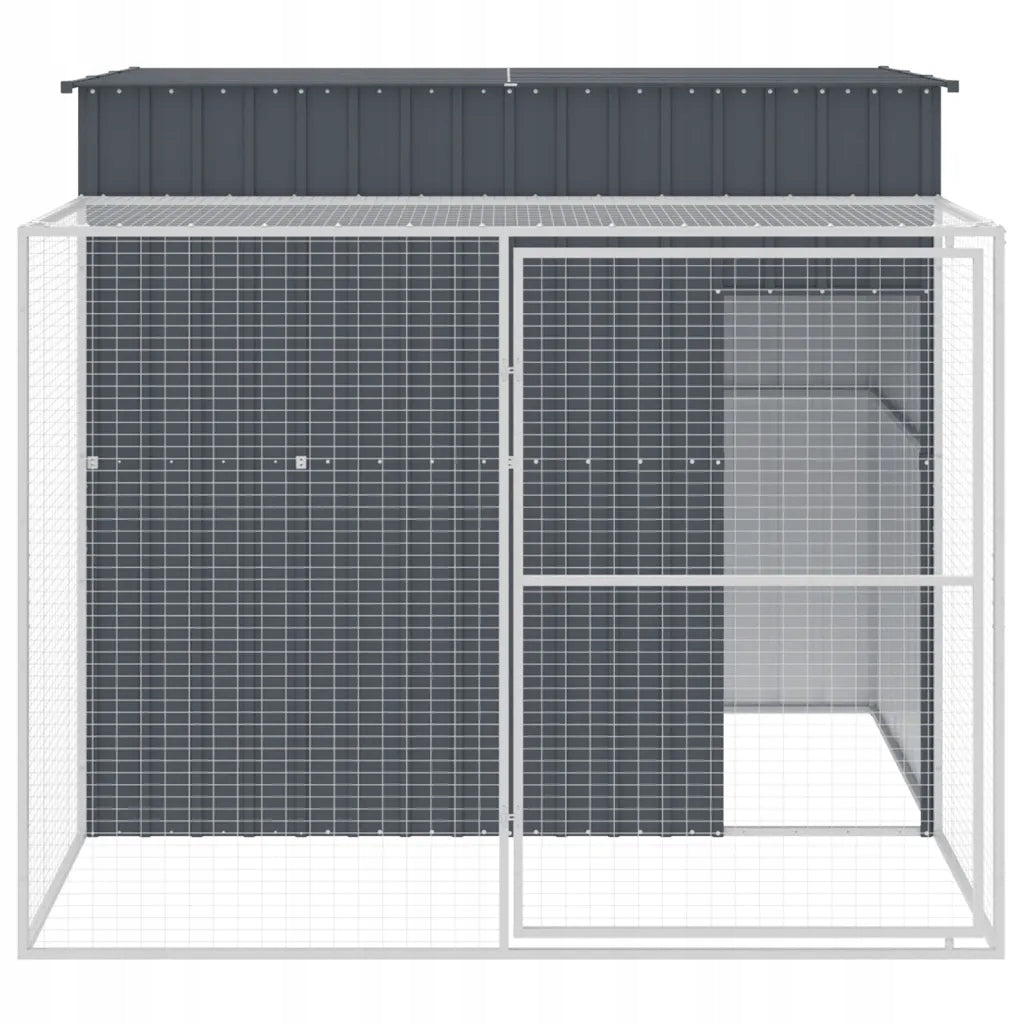 Dog kennel, with enclosure, anthracite, 214x253x181 cm, steel Brand VidaXL
