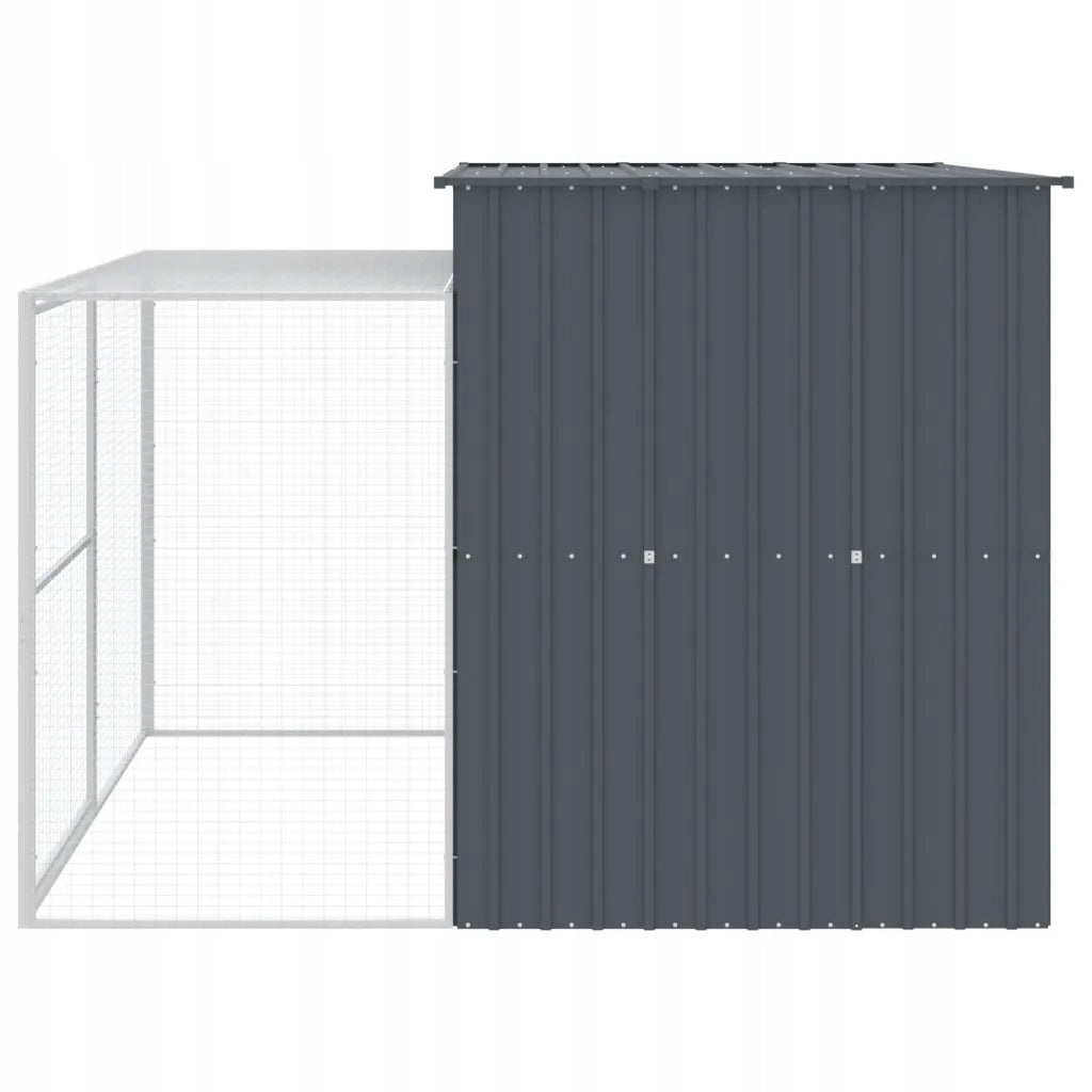 Dog kennel, with enclosure, anthracite, 214x253x181 cm, steel Length 253 cm