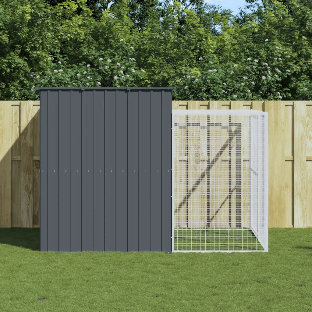 Dog kennel, with enclosure, anthracite, 214x253x181 cm, steel Manufacturer code 3189131