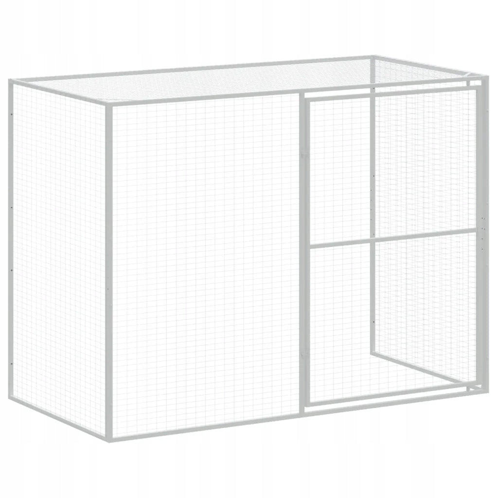 Dog kennel, with enclosure, anthracite, 214x253x181 cm, steel Product height 181 cm
