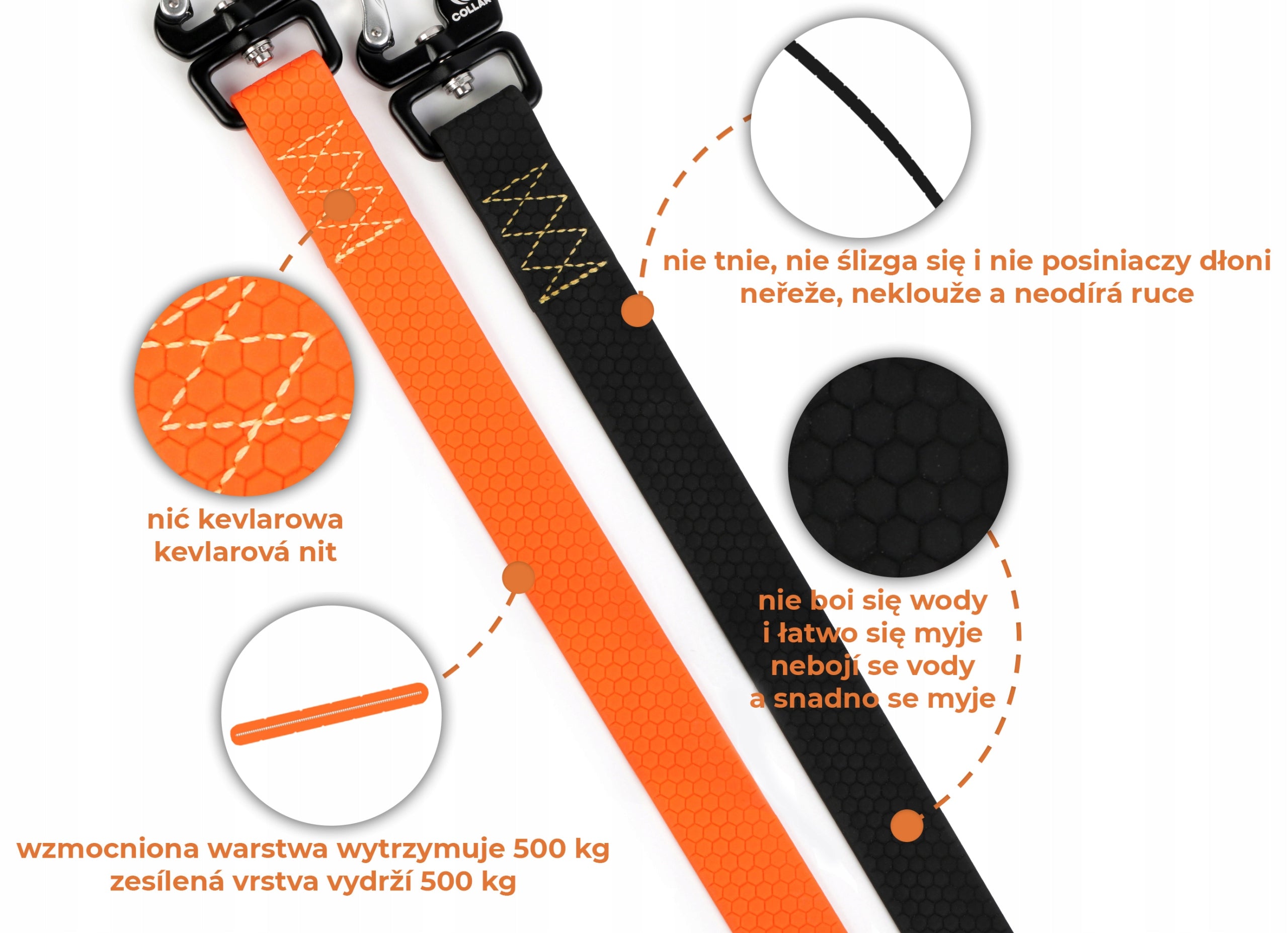 Dog leash EVOLUTOR Strongest waterproof 120 cm 25 mm orange Manufacturer code 42104pl