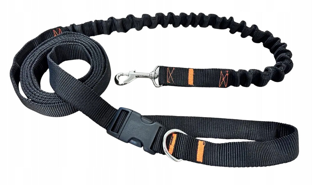 Dog leash SHOCK ABSORBER HandsFree BLACK Long Running 380cm Product PL Packaging status original